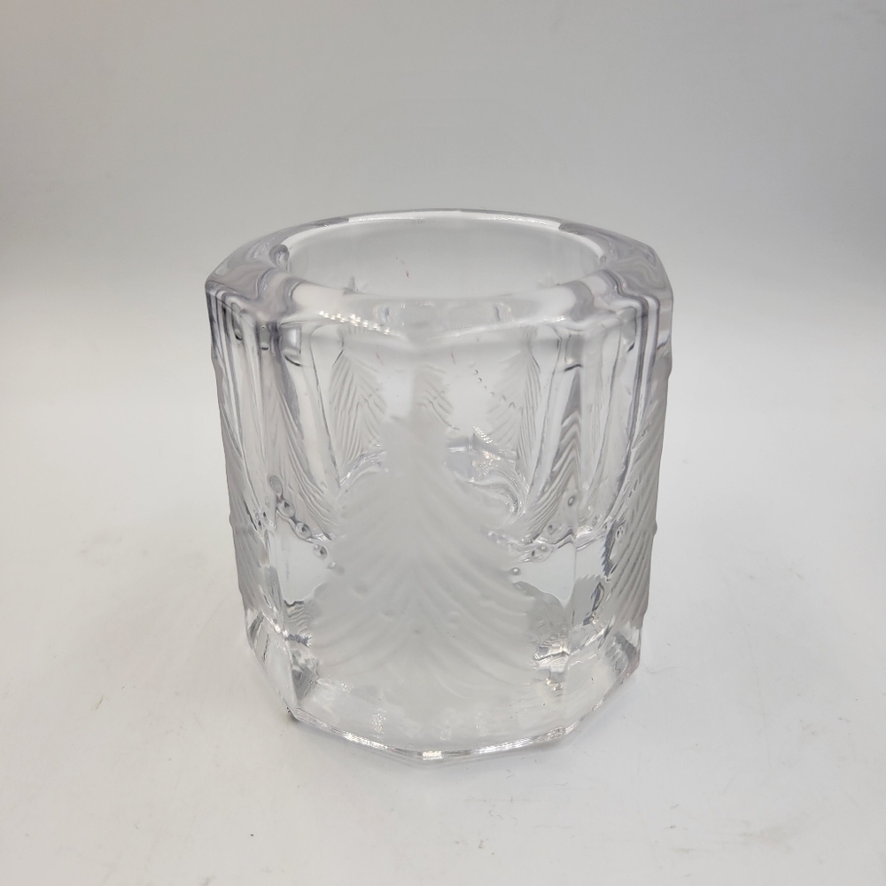 VTG Studio Nova Winter's Eve Glass Votive Candle Holder Christmas Pine Trees